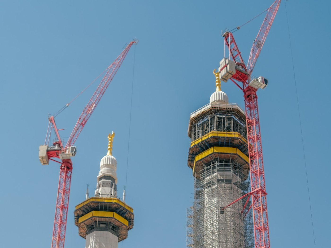 Minarets of a mosque under construction